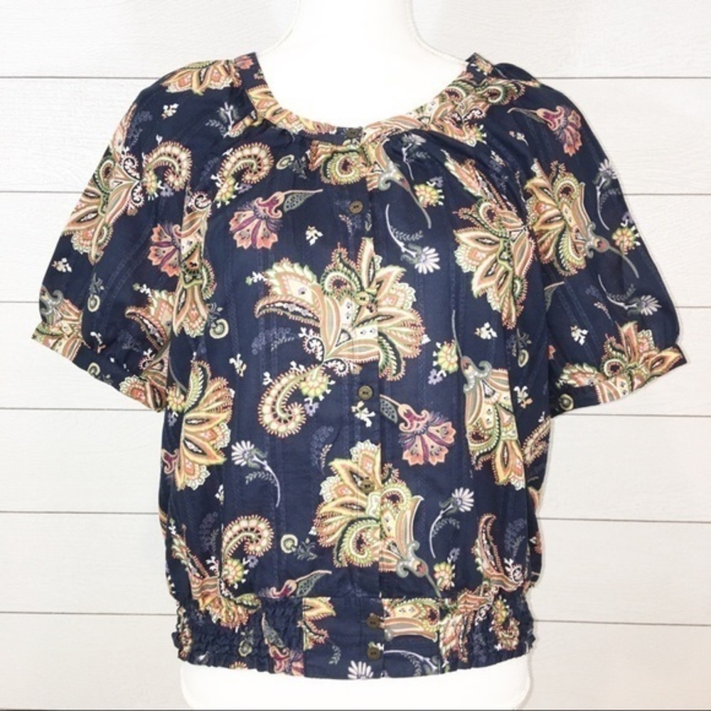 Tommy Hilfiger Navy Print Short Sleeve But…